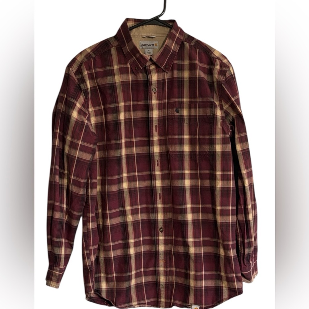 Carhartt Men's Casual Plaid Shirt - Red and Yellow